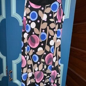 Maurices Black A-Line Skirt with Pink and Blue Geometric Print